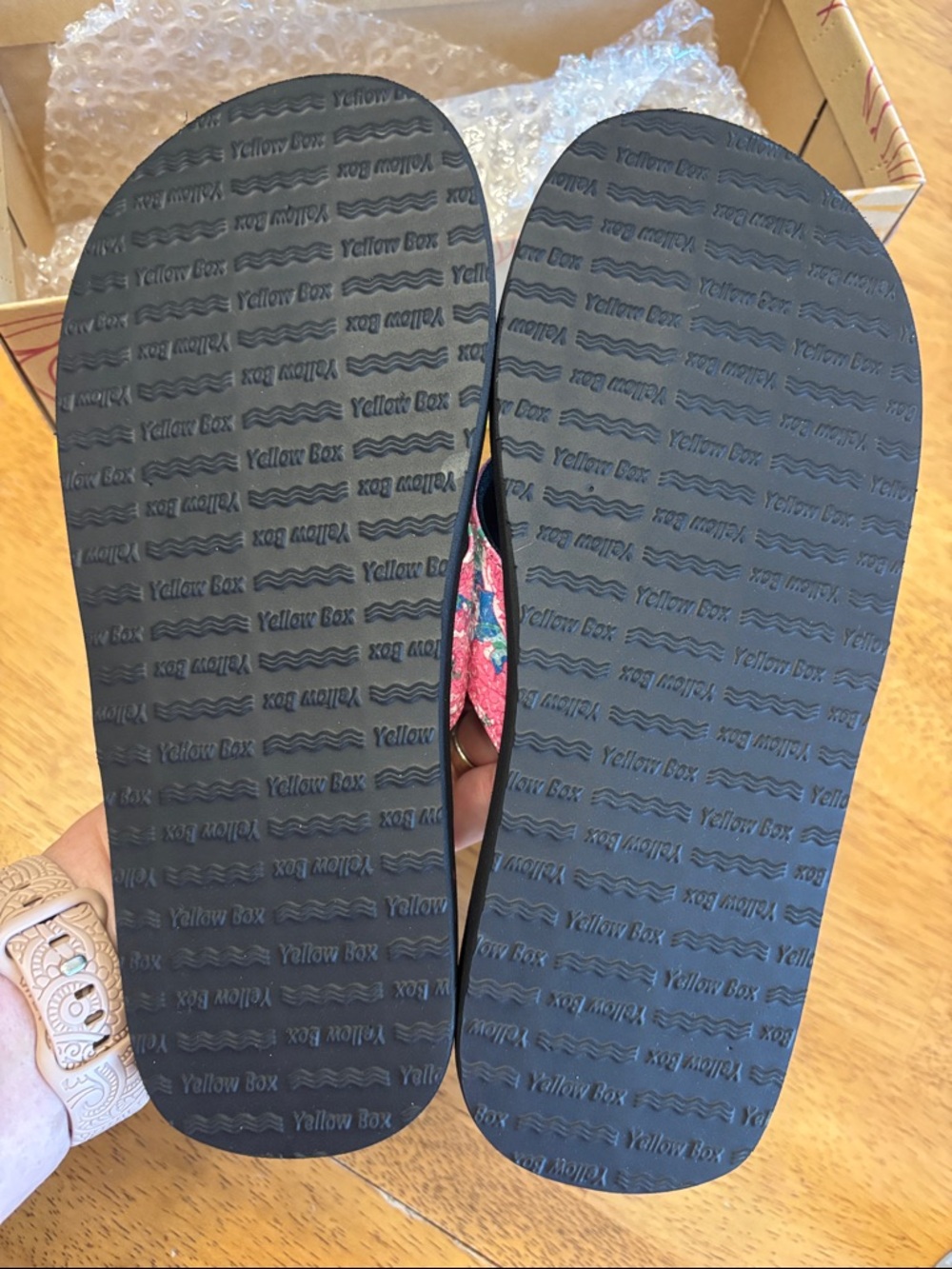 YELLOW BOX FLIP FLOPS KARIS PINK + BLUE FLORAL ~NIB - Picture 6 of 7